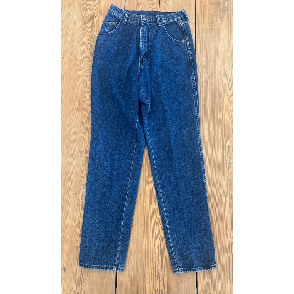 Vtg Wrangler Silver Lake Jeans Women 9/10x32 High Waisted Straight Leg Dark Wash